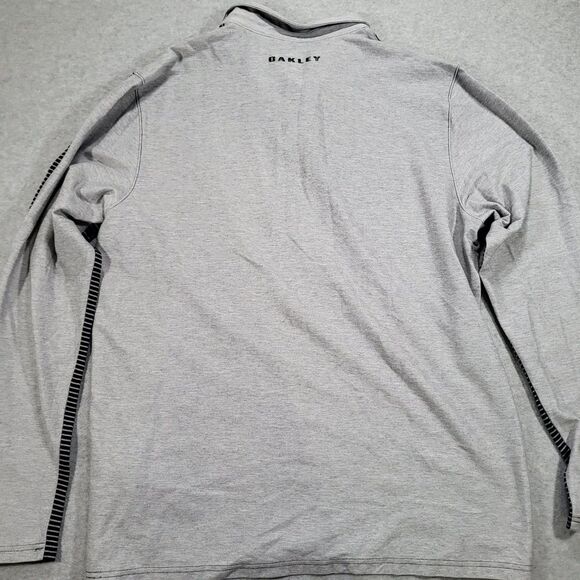 Oakley Men's‎ XL Regular Fit Black Gray Striped Long Sleeve Polo - Picture 5 of 8